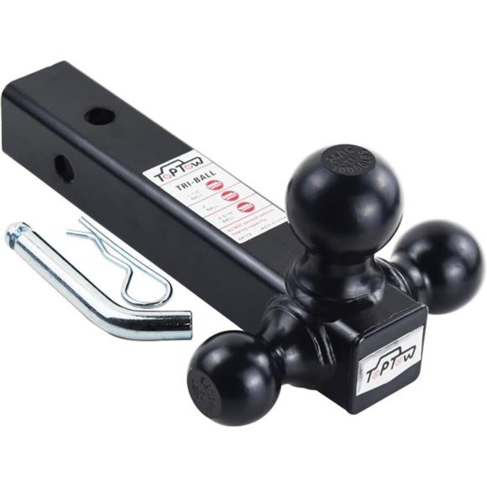 Trailer Hitch Tri Ball Mount, with 1-7/8", 2" and 2-5/16" Chrome Tow Balls